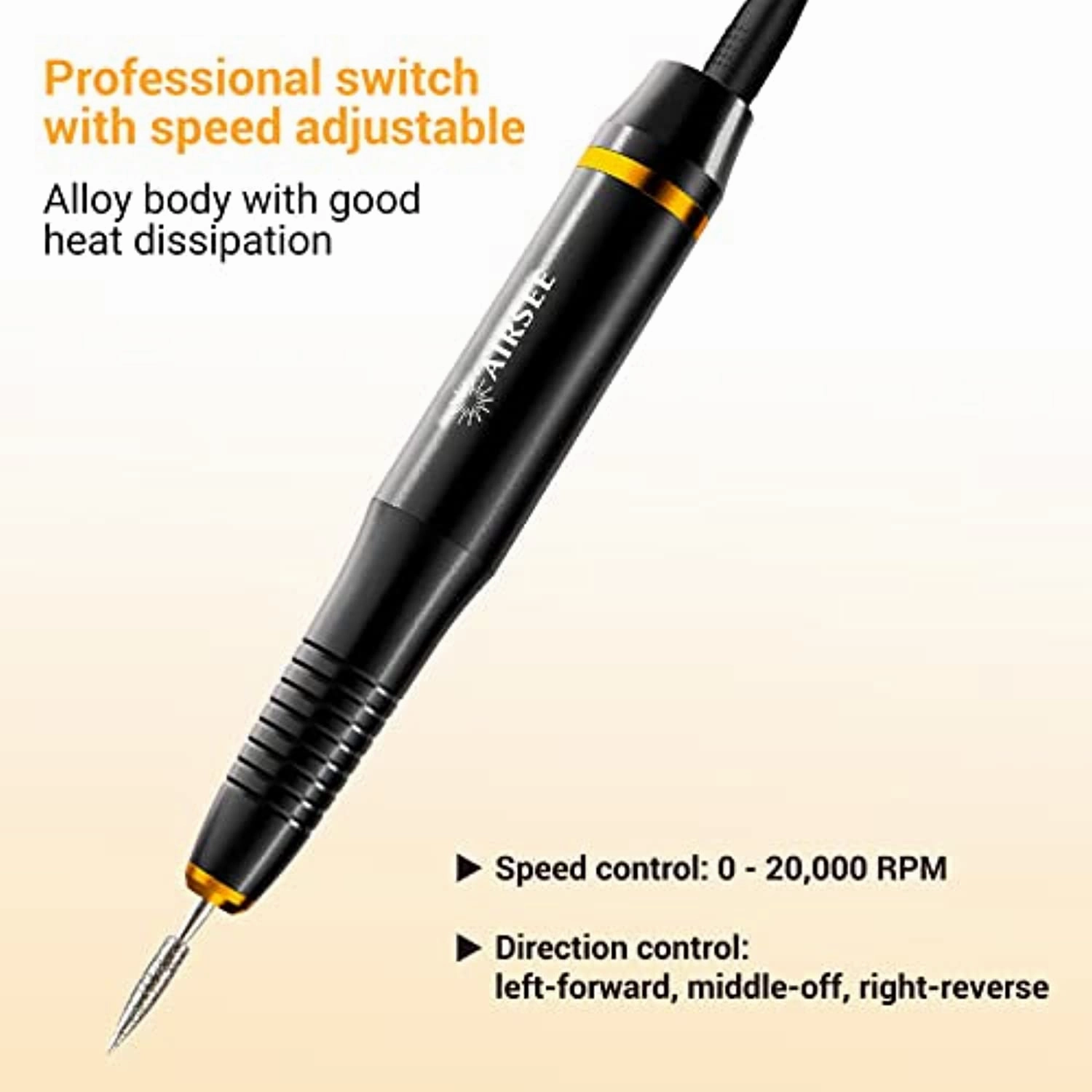 AIRSEE USB Portable Electric Nail Drill Professional Efile Kit for Acrylic, Gel Nails, Polishing Shape Tools   Ceramic Nail Drill Bits Set Fit for Most Drill Machine Professional Acrylic Nail Drill B