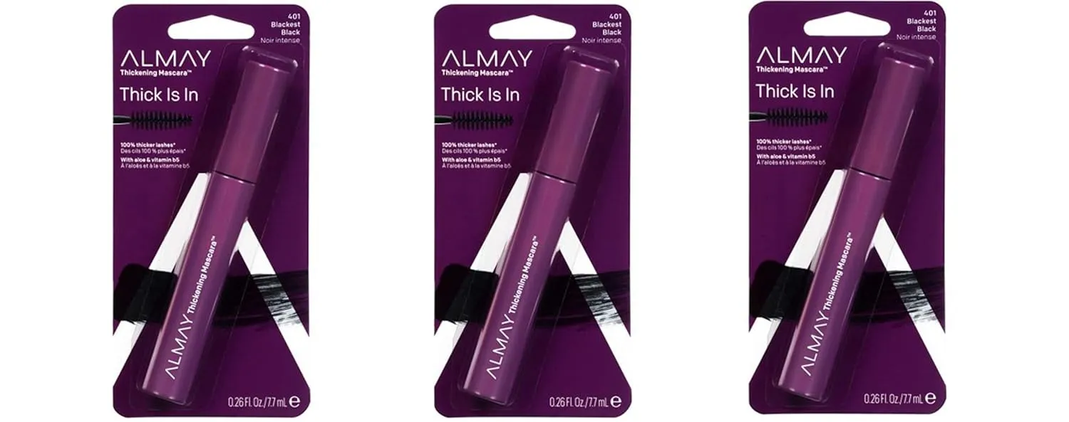 Almay One Coat Thickening Mascara, Blackest Black [401], 0.26 oz (Pack of 3)
