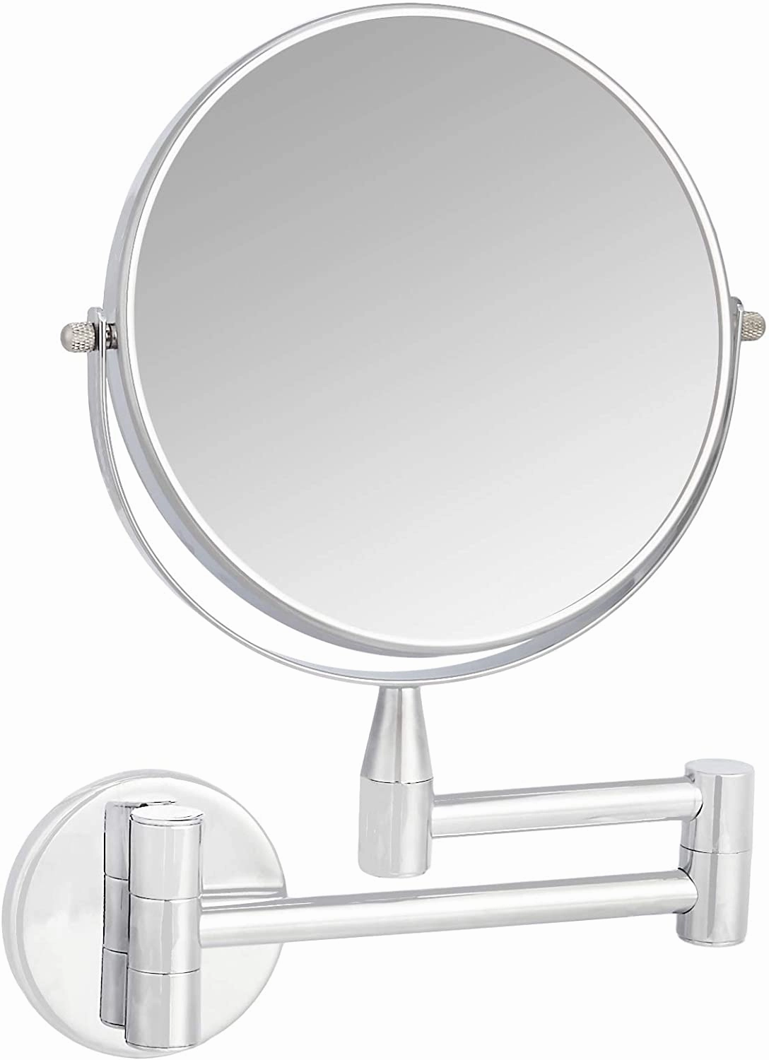 Amazon Basics Wall-Mounted Vanity Mirror - 1X/5X Magnification, Chrome