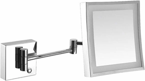 Bathroom Shaving Mirror Wall Mounted, LED Illuminated Makeup Mirror with 3X Magnifying Touch Screen Swivel Extendable Square Vanity Mirror UK Plug