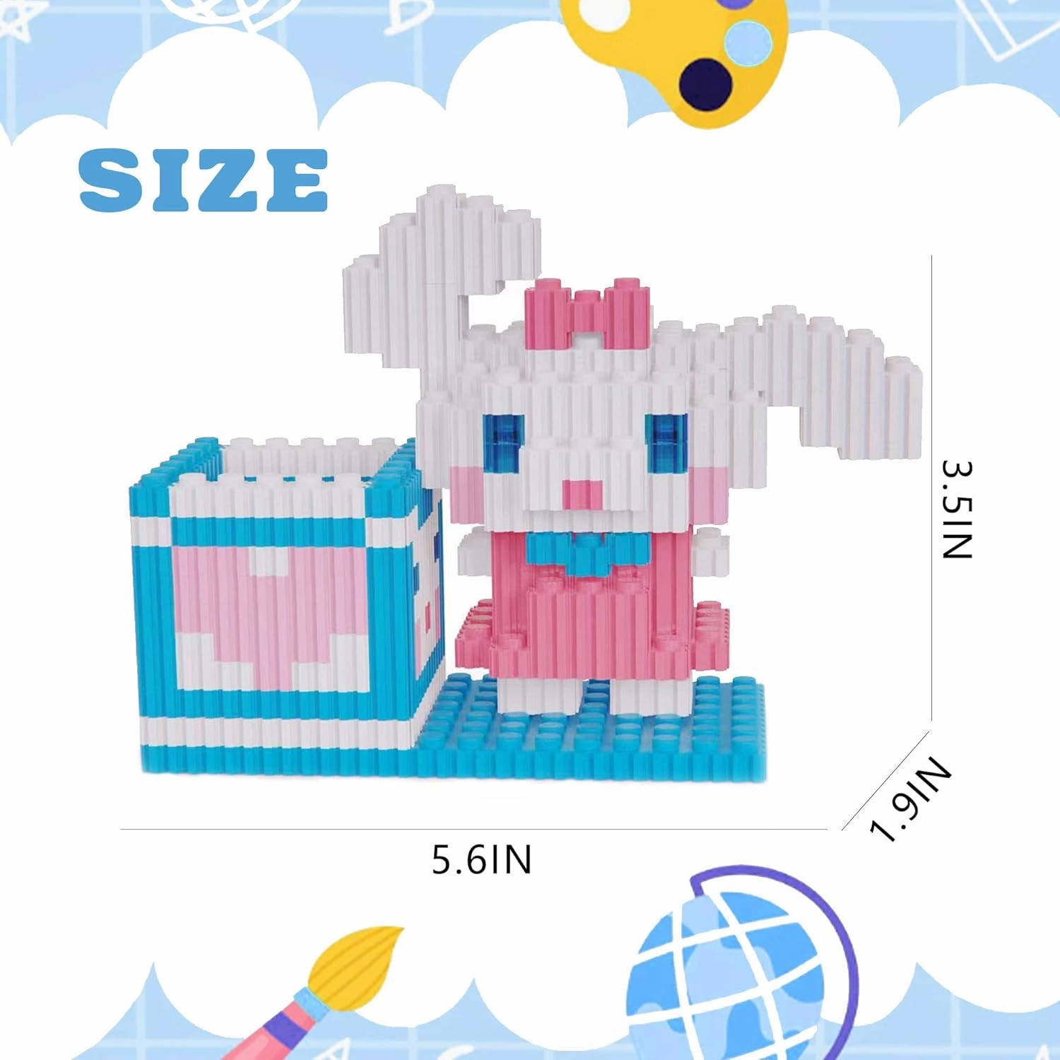 BB FUN HOUSE Pen Holder Building Toy Set Pixel Art Puzzle Bricks for Create 3D Animal Dog Pencil Holder Cute Interlocking Building Blocks Stem Toy for Office and School, Cloud Dog