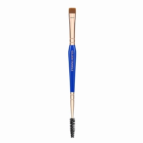 Bdellium Tools Professional Makeup Brush - Golden Triangle 724 Double-ended Flat Definer/Spoolie - With All-Vegan Synthetic Fibers, For Grooming and Defining Lashes and Brows (Blue, 1pc)