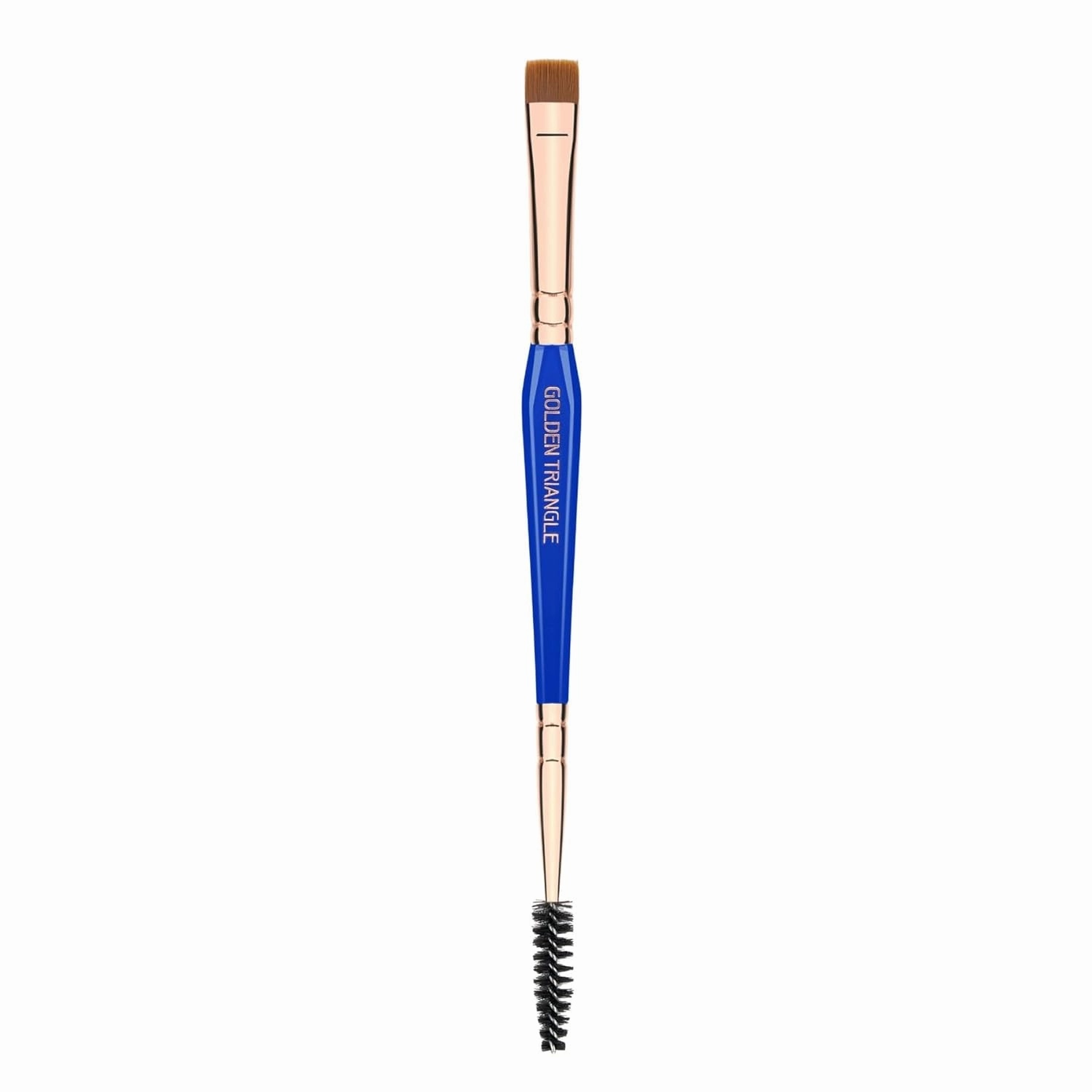 Bdellium Tools Professional Makeup Brush - Golden Triangle 724 Double-ended Flat Definer/Spoolie - With All-Vegan Synthetic Fibers, For Grooming and Defining Lashes and Brows (Blue, 1pc)