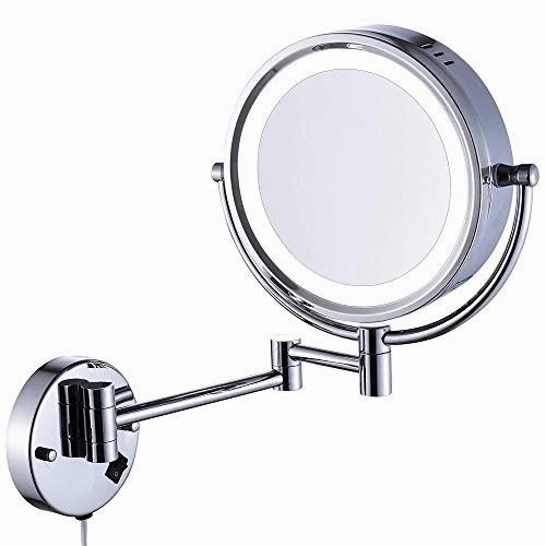 Cavoli Wall Mounted Makeup Mirror with LED Lighted Oil Rubbed Bronze 10x Magnification, Double Sided 8.5-inch Christmas Gift