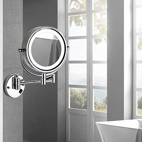 Cavoli Wall Mounted Makeup Mirror with LED Lighted Oil Rubbed Bronze 10x Magnification, Double Sided 8.5-inch Christmas Gift