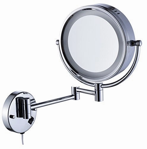 Cavoli Wall Mounted Makeup Mirror with LED Lighted Oil Rubbed Bronze 10x Magnification, Double Sided 8.5-inch Christmas Gift