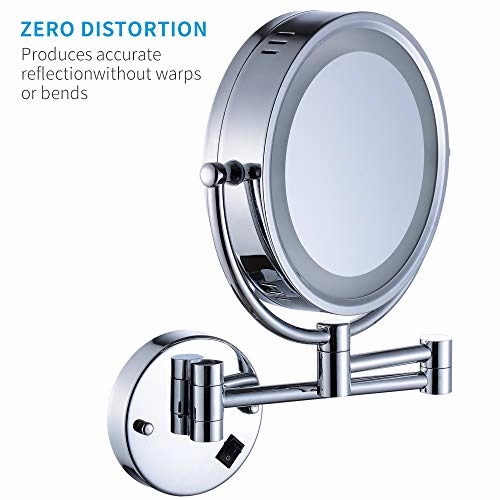 Cavoli Wall Mounted Makeup Mirror with LED Lighted Oil Rubbed Bronze 10x Magnification, Double Sided 8.5-inch Christmas Gift