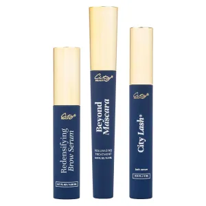 City Beauty Let It Grow Bundle - 3 Piece Brow and Lash Solution - Redensifying Brow Serum 0.17 fl oz, Beyond Mascara 0.31 fl oz, City Lash 0.14 fl - Fuller-Looking Eyebrows and Eyelashes Solution
