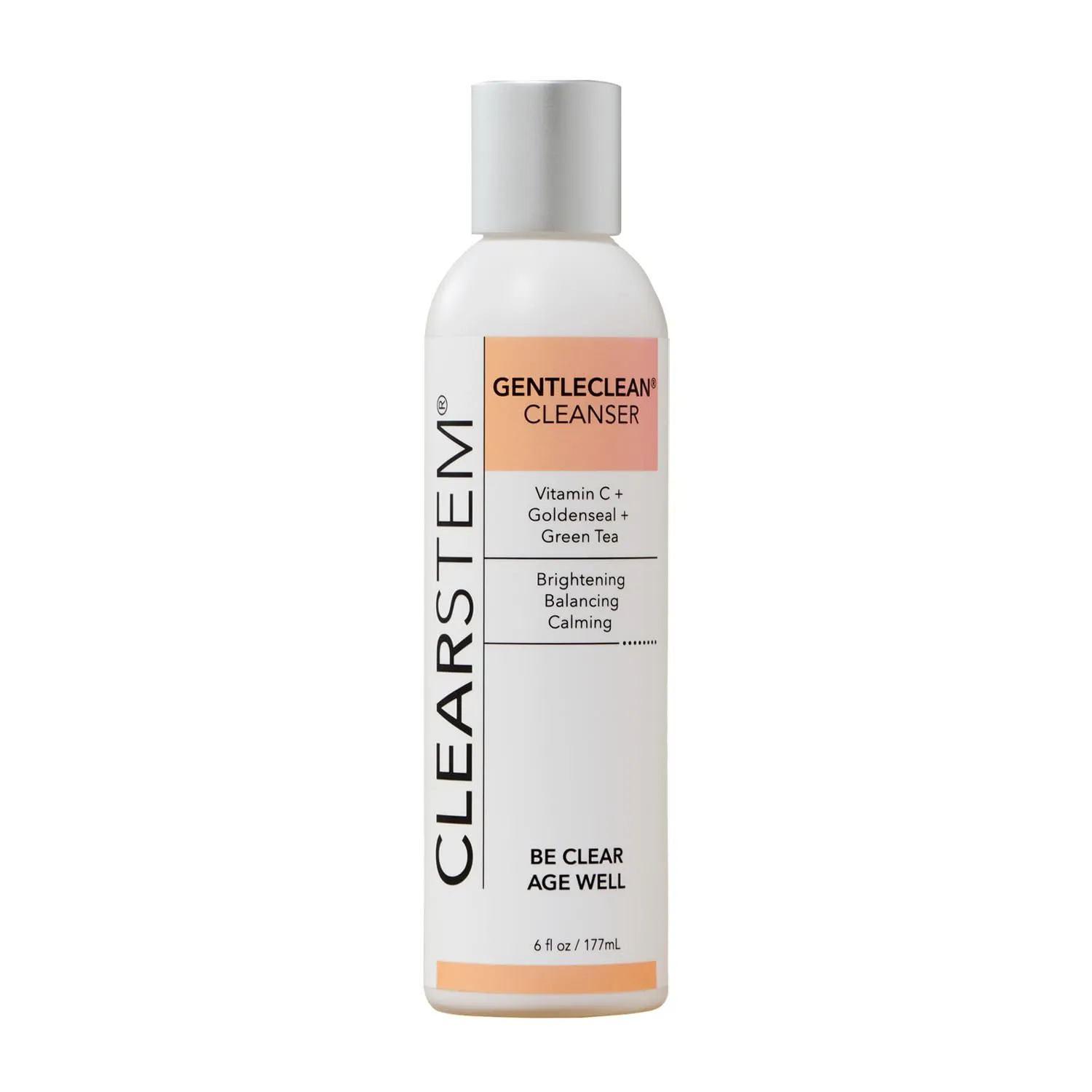 CLEARSTEM - GENTLECLEAN Vitamin C Infused Calming Wash - Facial Cleanser, Makeup Remover - Goldenseal   Green Tea - Facial Skin Care Products - Vegan, Gluten Free, Cruelty Free - 6 fl oz / 207ml