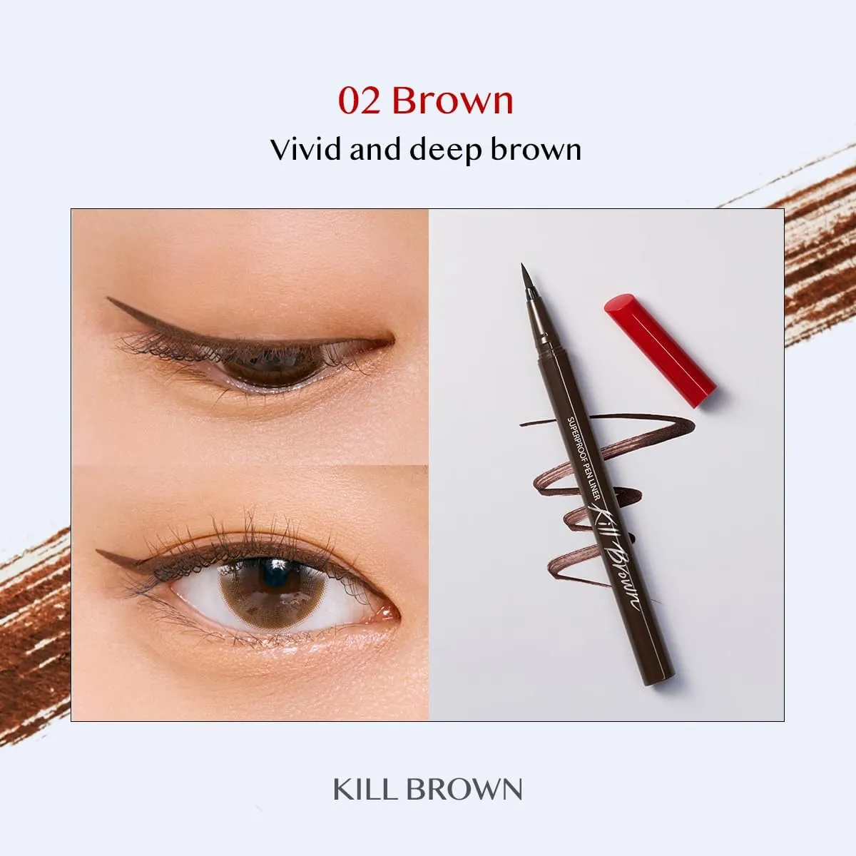 CLIO Waterproof Pen Liquid Eye Liner, Precision Tip, Long Lasting, Smudge-Resistant, High-Intensity Color (002 BROWN (NEW))