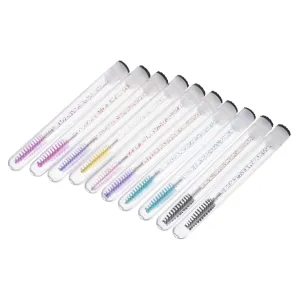 CLISPEED 30pcs Disposable Eyelash Brush with Tube Crystal Mascara Wands for Eyelash Extension Portable and Vibrant Colored Applicators for Makeup Artists and Personal Use