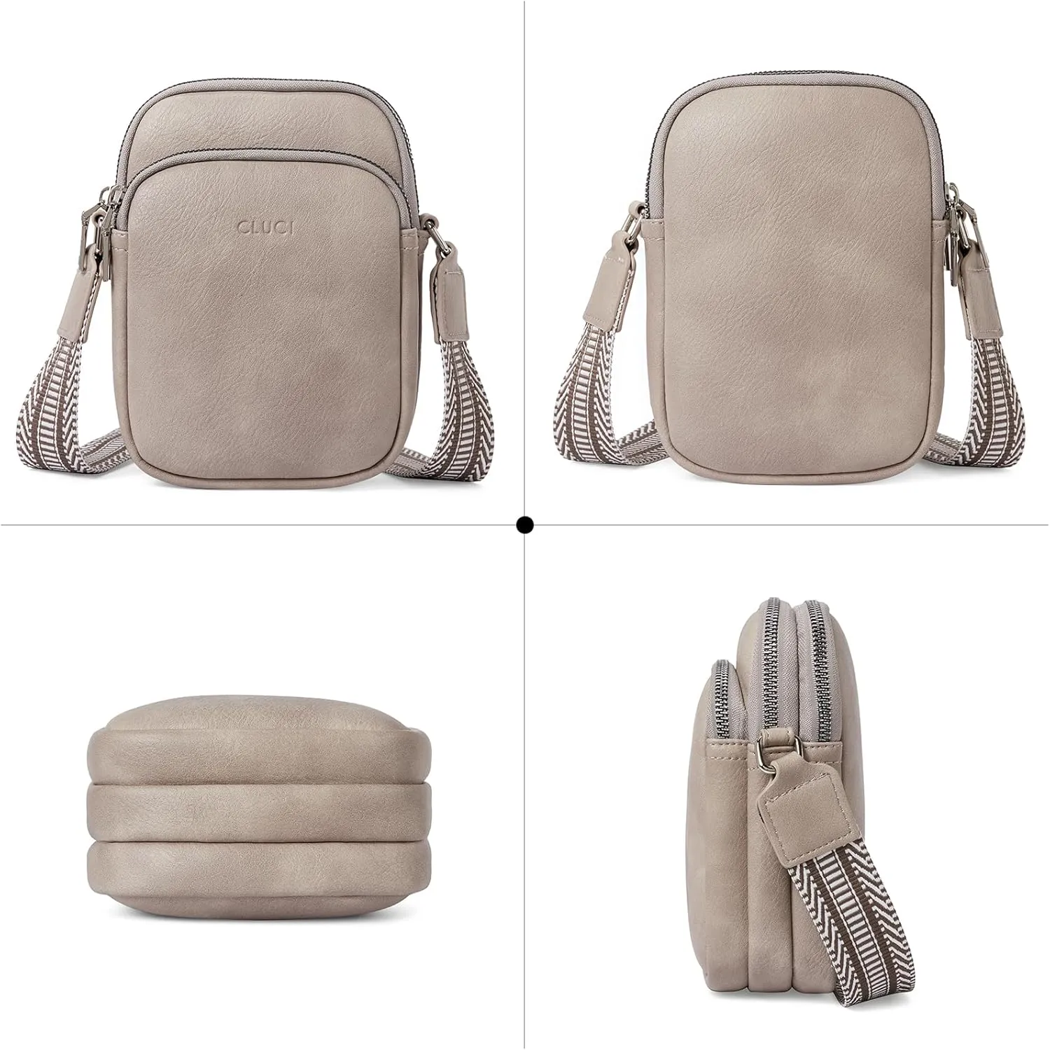 CLUCI Small Crossbody Bags for Women PU Leather Cell Phone Purse Wallet with Adjustable Guitar Strap