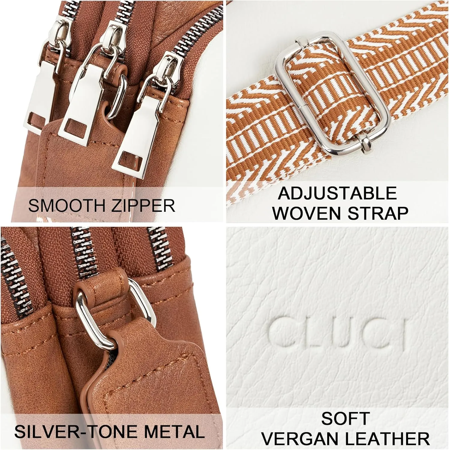 CLUCI Small Crossbody Bags for Women PU Leather Cell Phone Purse Wallet with Adjustable Guitar Strap