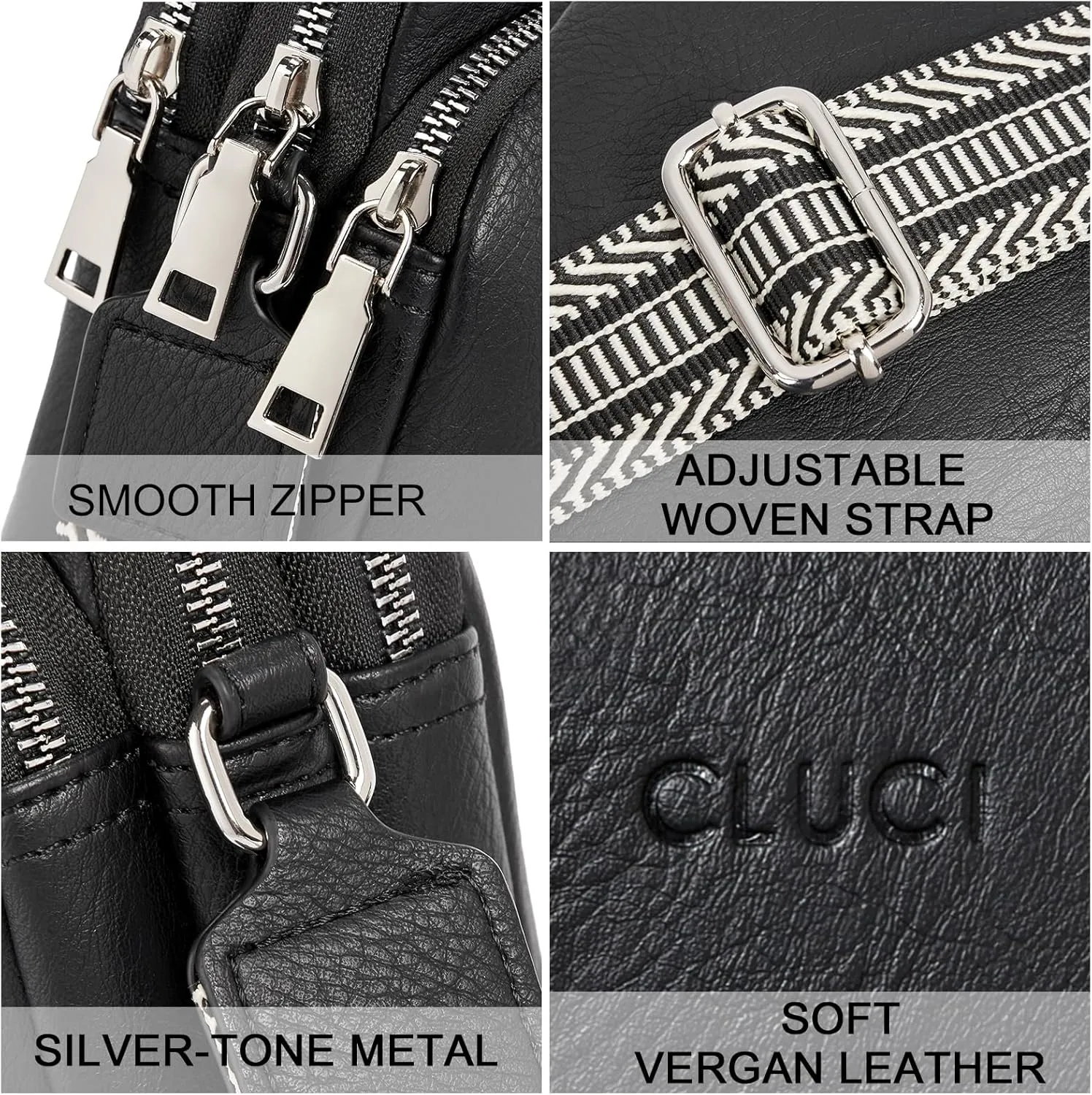 CLUCI Small Crossbody Bags for Women PU Leather Cell Phone Purse Wallet with Adjustable Guitar Strap