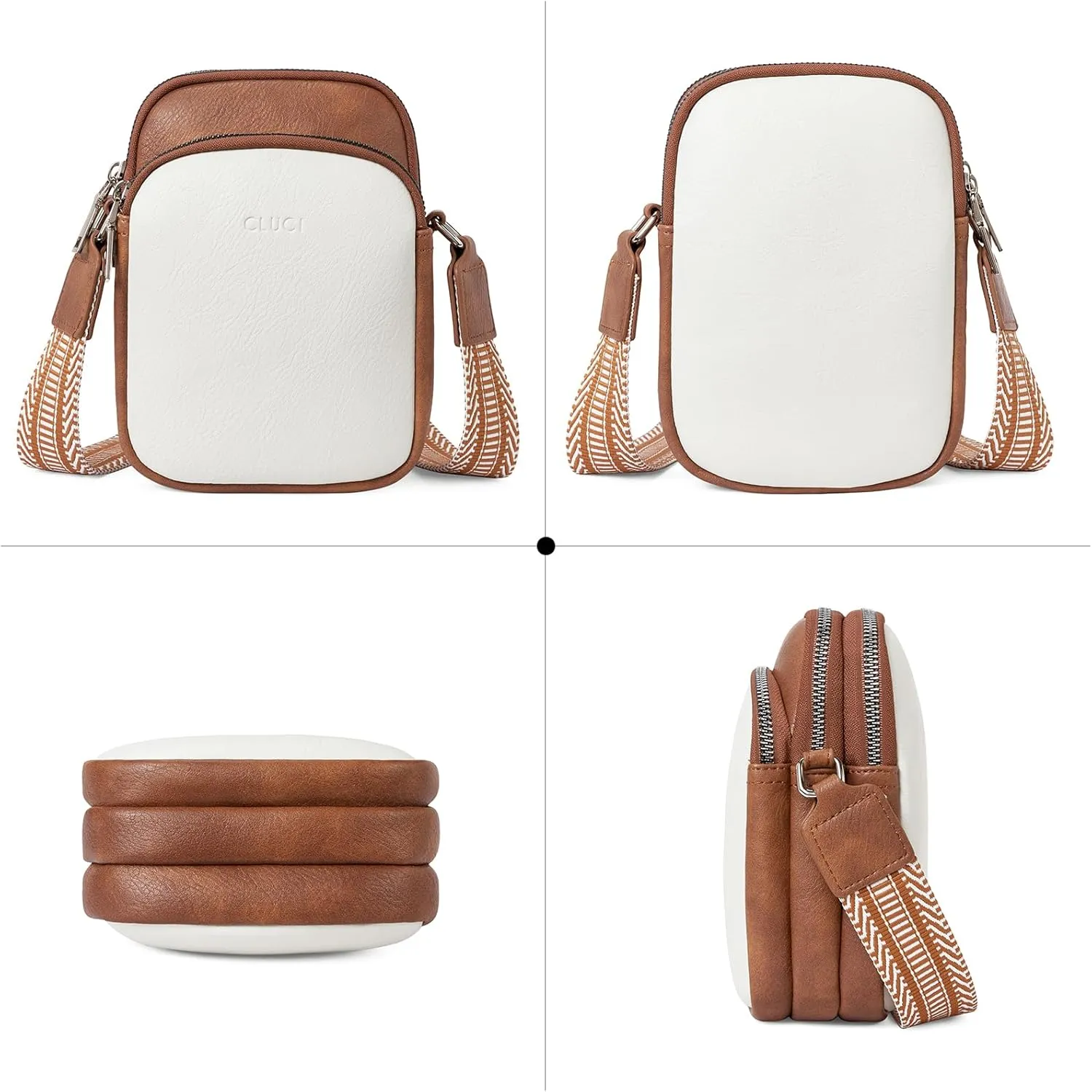 CLUCI Small Crossbody Bags for Women PU Leather Cell Phone Purse Wallet with Adjustable Guitar Strap
