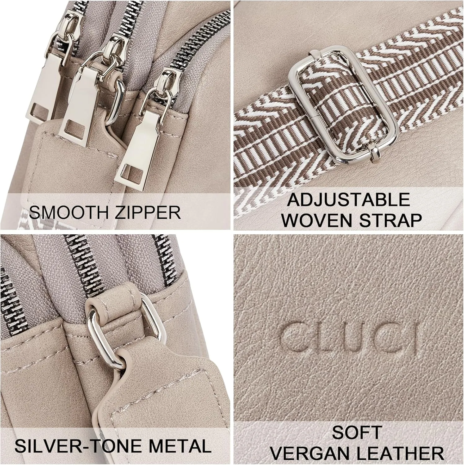 CLUCI Small Crossbody Bags for Women PU Leather Cell Phone Purse Wallet with Adjustable Guitar Strap