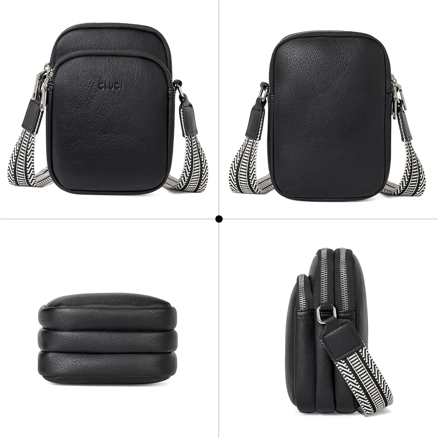 CLUCI Small Crossbody Bags for Women PU Leather Cell Phone Purse Wallet with Adjustable Guitar Strap