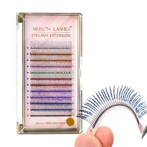 Colored Eyelash Extensions Kit, 0.15C Glitter Sequins Individual Lashes, 18MM Curl Wispy Clusters Lashes, Naturally Reusable DIY Lash Extensions, Handmade Eyelashes for Women Girls, 005