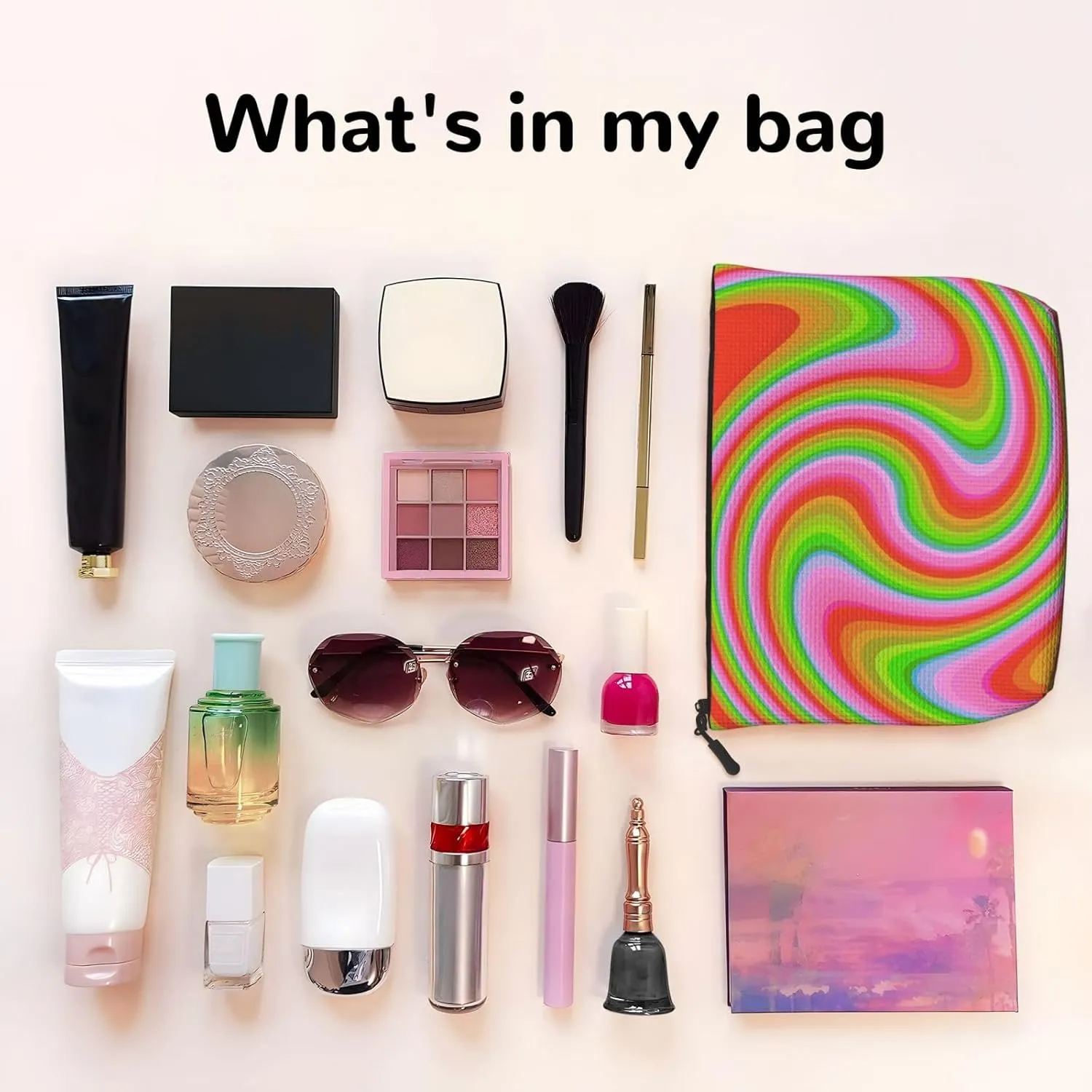 Colorful Swirl Texture Series Makeup Bag Birthday Gift Mother'S Day Gifts Are The Internal Capacity Is Large Light And Cute Suitable For Daily Life Travel Etc
