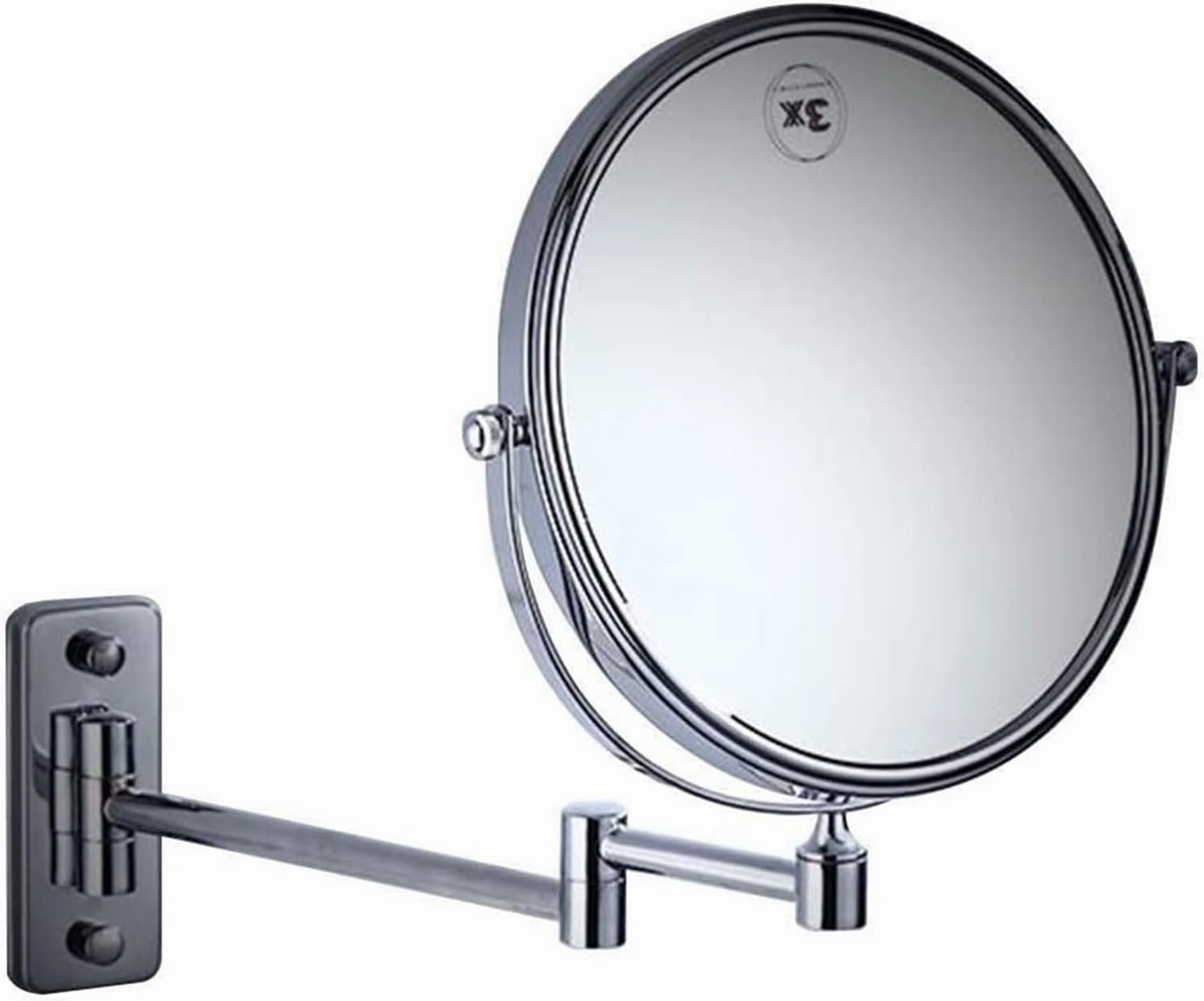 Cosmetic Vanity Mirror Silver Rectangular Base 8 Inch Makeup Mirror 3 Times Magnification Bathroom Mirror Wall Hanging