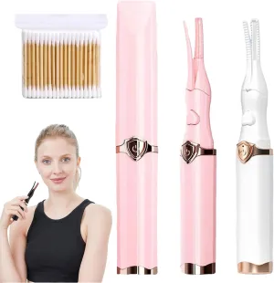 Curluxe Eyelash Curler, Caedralash Heated Eyelash Curler for Women, 2-in-1 Clip-Type Design, Long Lasting Natural Curling Lash Tool (Pink White)