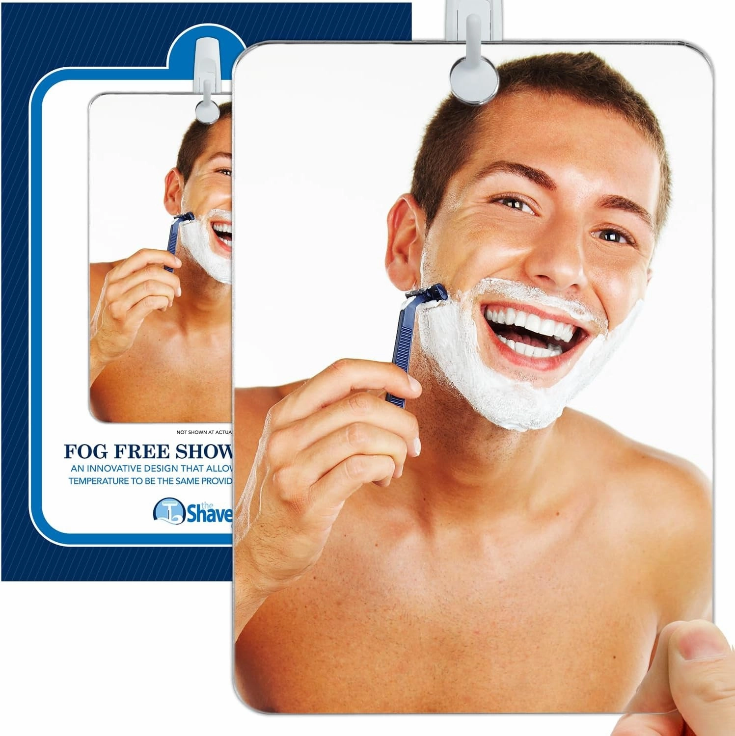 Deluxe Anti-Fog Shaving Mirror | Fogless Hanging Bathroom Shower Mirror with Handheld Option for Men and Women | Includes Long-Lasting Removable Adhesive Hook