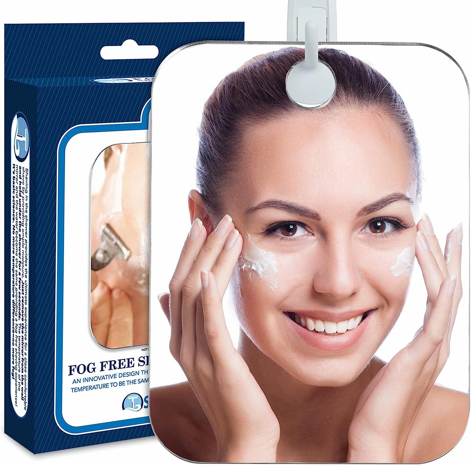 Deluxe Anti-Fog Shaving Mirror | Fogless Hanging Bathroom Shower Mirror with Handheld Option for Men and Women | Includes Long-Lasting Removable Adhesive Hook