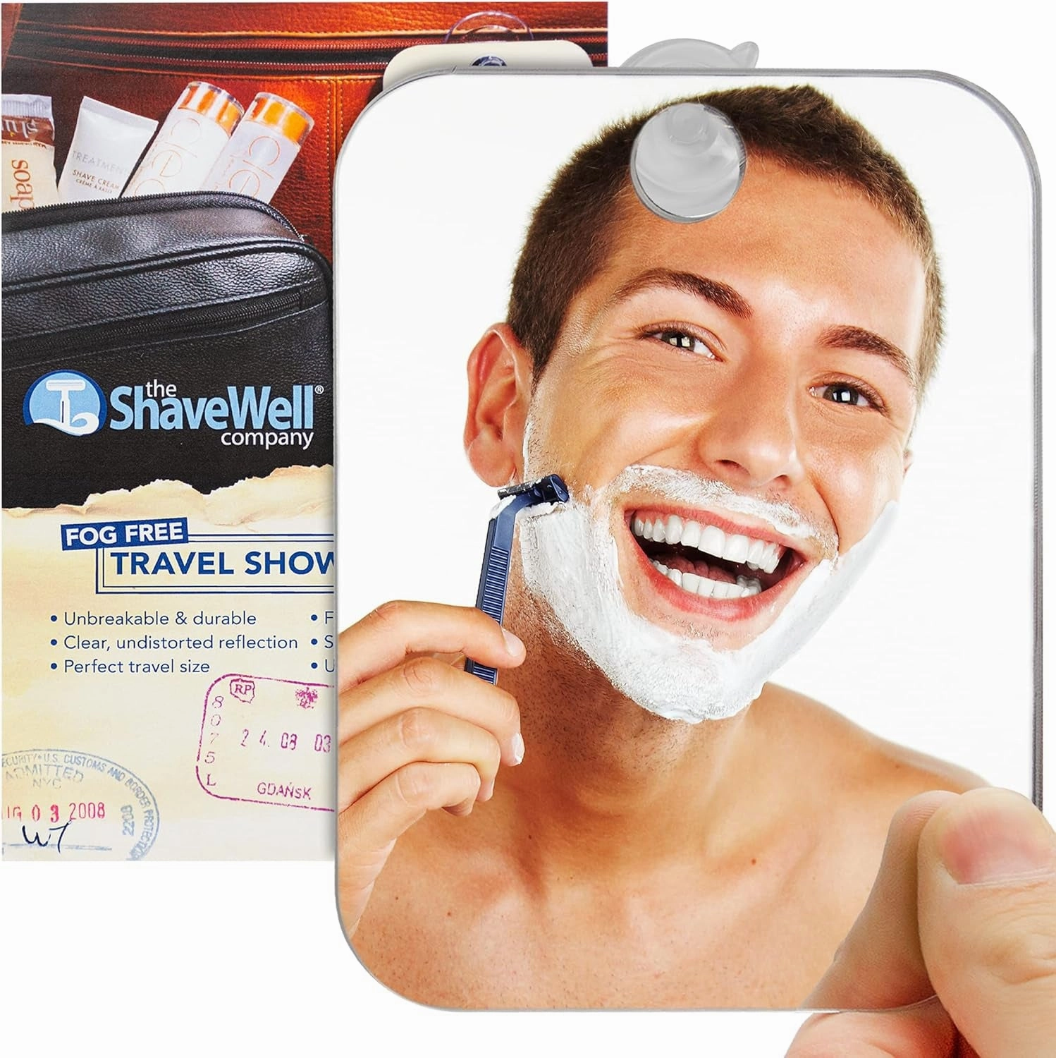 Deluxe Anti-Fog Shaving Mirror | Fogless Hanging Bathroom Shower Mirror with Handheld Option for Men and Women | Includes Long-Lasting Removable Adhesive Hook