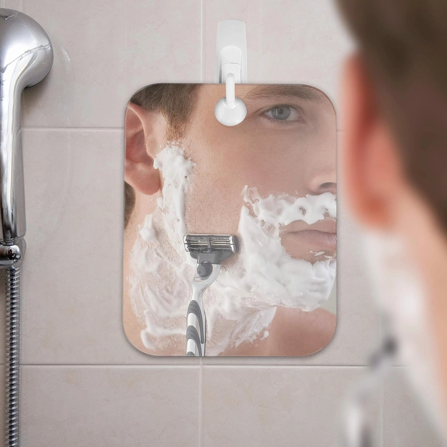 Deluxe Anti-Fog Shaving Mirror | Fogless Hanging Bathroom Shower Mirror with Handheld Option for Men and Women | Includes Long-Lasting Removable Adhesive Hook