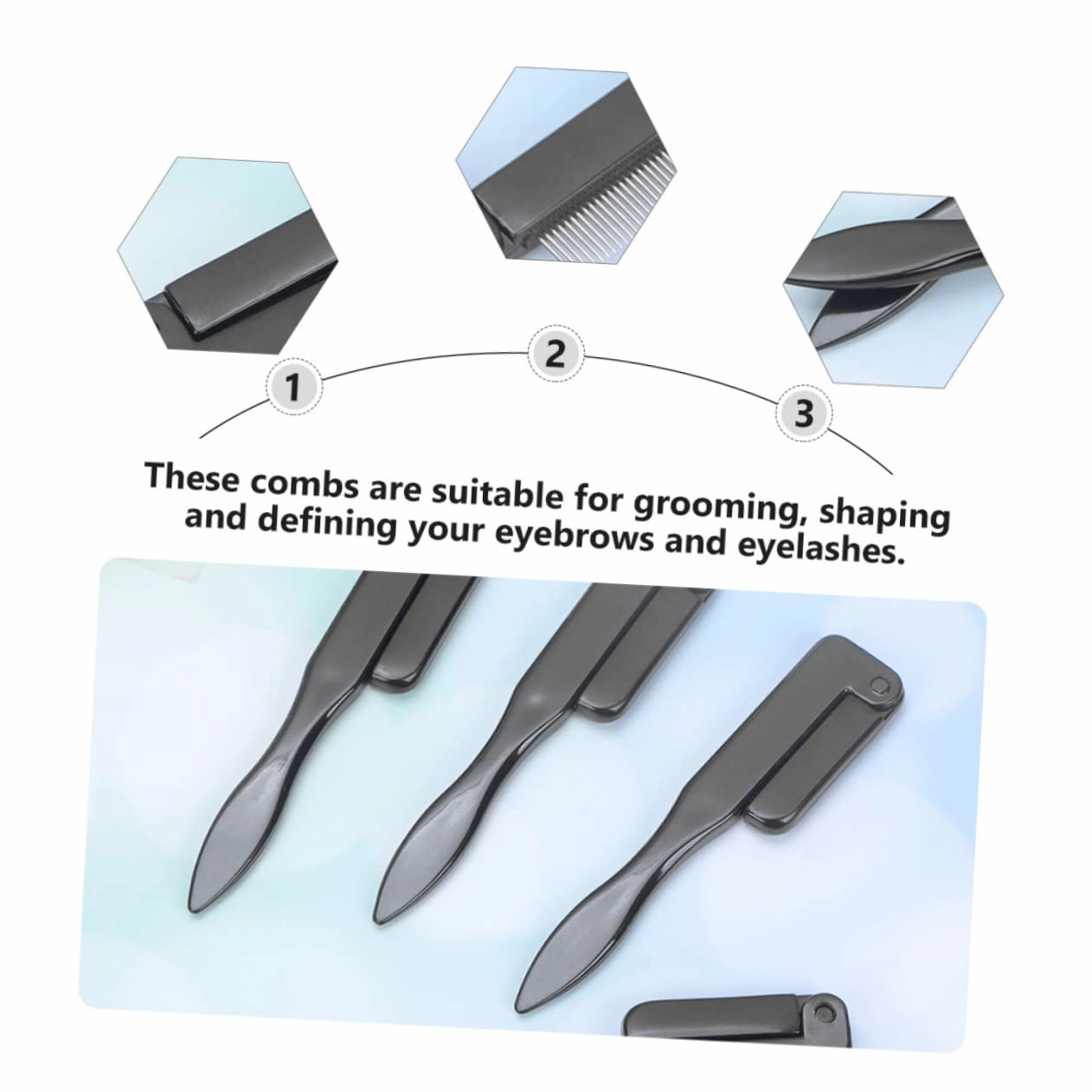 Didiseaon 6pcs Folding Eyebrow Comb Stainless Steel Makeup Tool for Eyelash Separation Easy to Clean Portable Design for Travel and Daily Use
