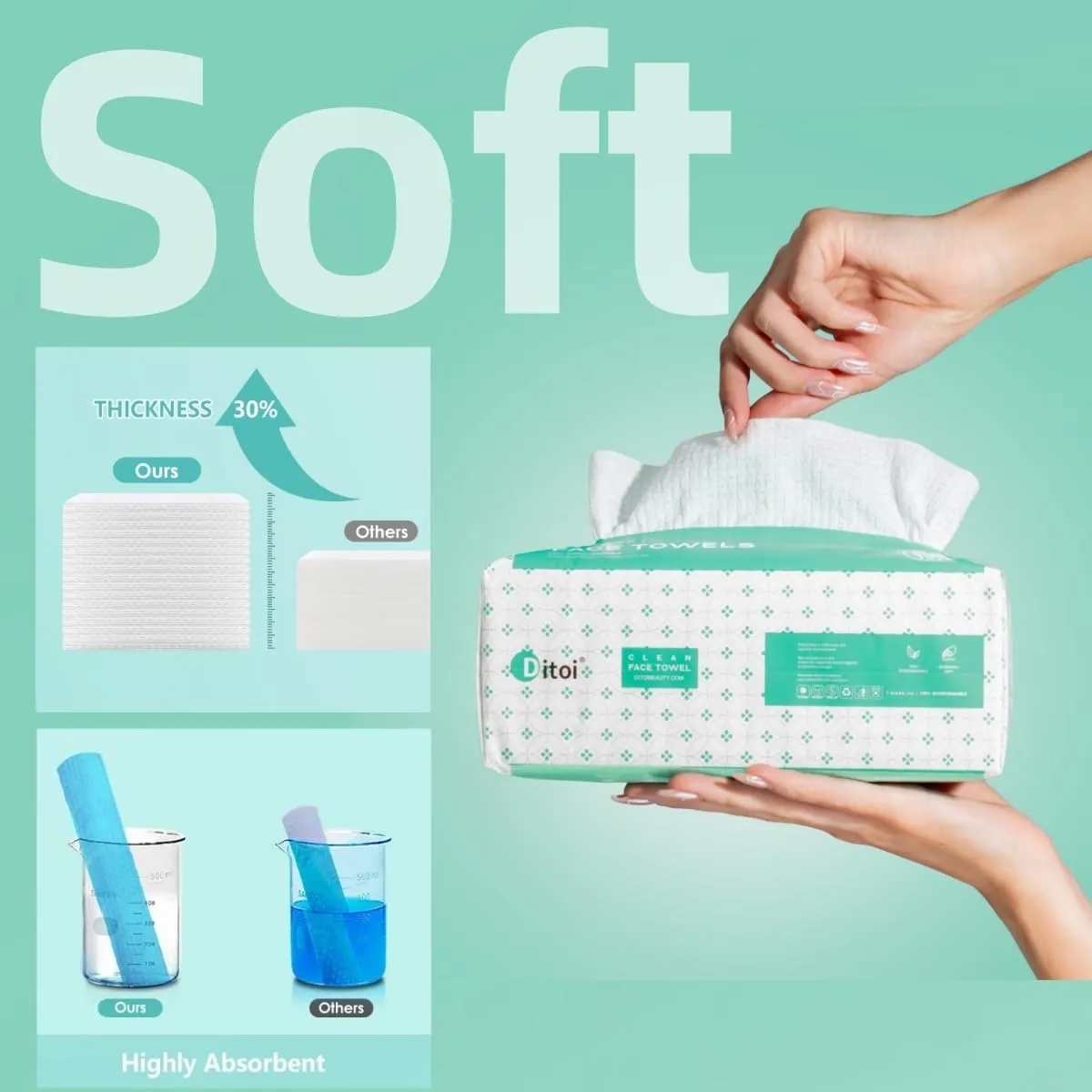 Disposable Face Towels,Ultra Soft &Thick Face Dry Wipes for Makeup Removal,Vscose Fiber Facial Cloths for Skincare & Daily Cleansing,120 Count,Eco-Friendly