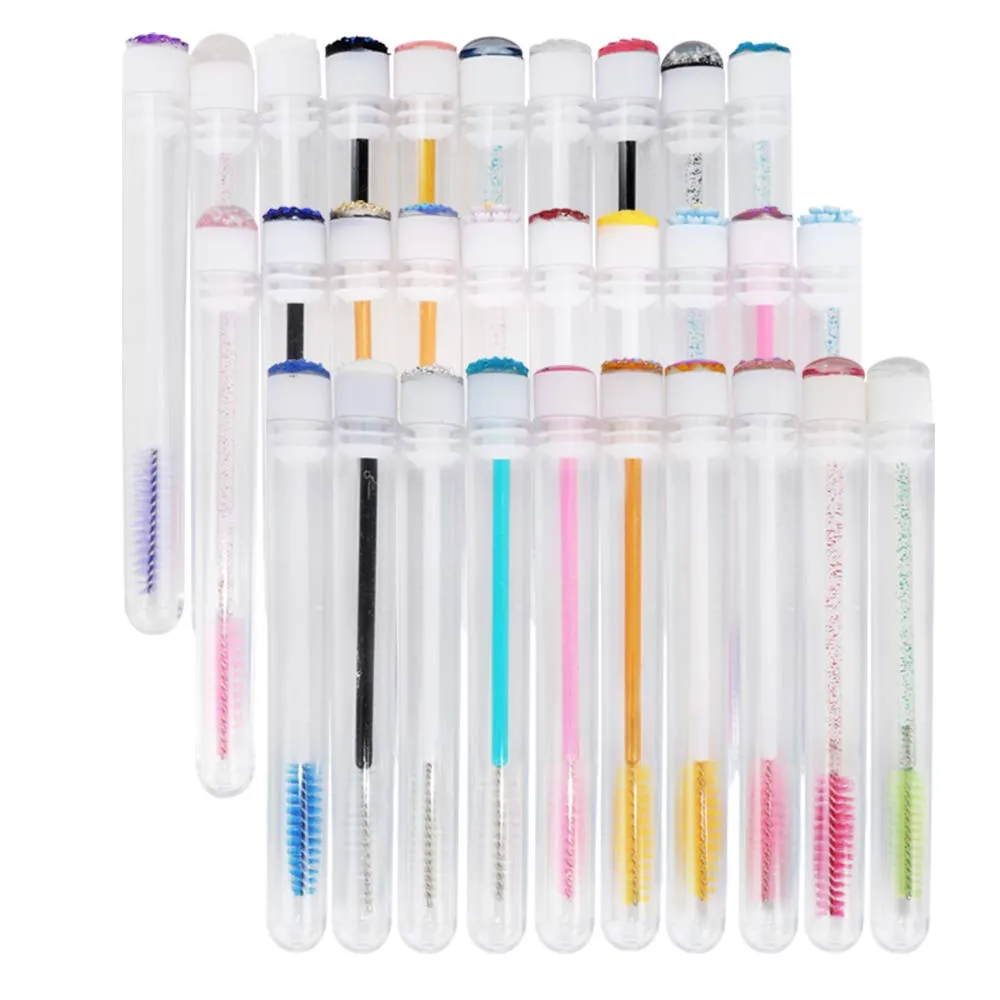 Disposable Mascara Brushes Diamond Eyelash Spoolies Makeup Brush Mascara Wand in Sanitary Tube Lash Supplies. ¡­ (50 Pcs, Mix)