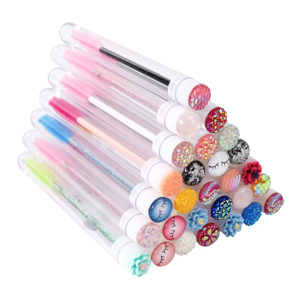 Disposable Mascara Brushes Diamond Eyelash Spoolies Makeup Brush Mascara Wand in Sanitary Tube Lash Supplies. ¡­ (50 Pcs, Mix)