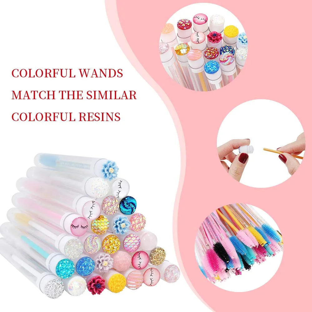 Disposable Mascara Brushes Diamond Eyelash Spoolies Makeup Brush Mascara Wand in Sanitary Tube Lash Supplies. ¡­ (50 Pcs, Mix)