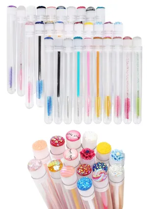Disposable Mascara Brushes Diamond Eyelash Spoolies Makeup Brush Mascara Wand in Sanitary Tube Lash Supplies. ¡­ (50 Pcs, Mix)
