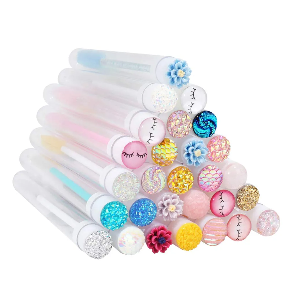 Disposable Mascara Brushes Diamond Eyelash Spoolies Makeup Brush Mascara Wand in Sanitary Tube Lash Supplies. ¡­ (50 Pcs, Mix)