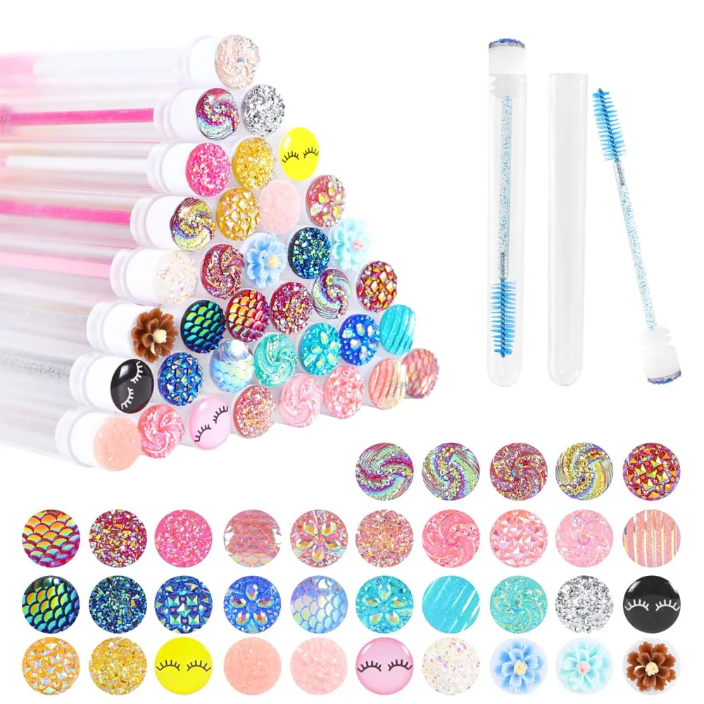 Disposable Mascara Brushes Diamond Eyelash Spoolies Makeup Brush Mascara Wand in Sanitary Tube Lash Supplies. ¡­ (50 Pcs, Mix)