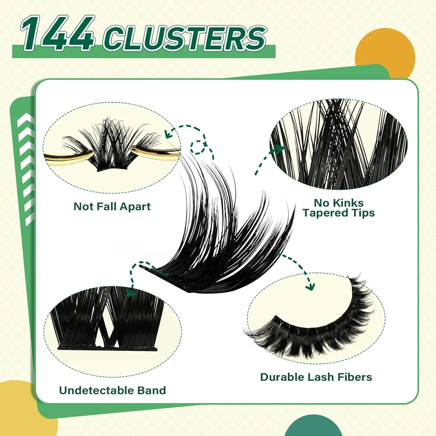 DIY Lash Extension 144pc Kit: Lash Clusters with Super Hold Mascara, Bond and Seal, Remover, Applicators, Brush, Cleaning Pad