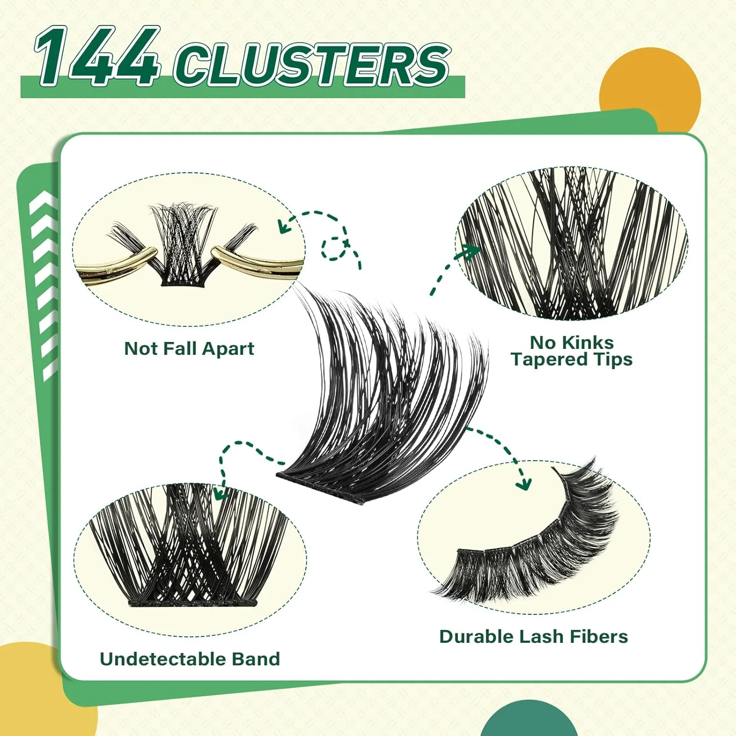 DIY Lash Extension Kit KEYYOU 144pcs Lash Clusters Eyelash Extension Kit with Mascara Brush Bond and Seal Lash Glue Remover Lash Applicators Lash Brush Clean Pad for DIY Lash Extensions (Y02 Kit)