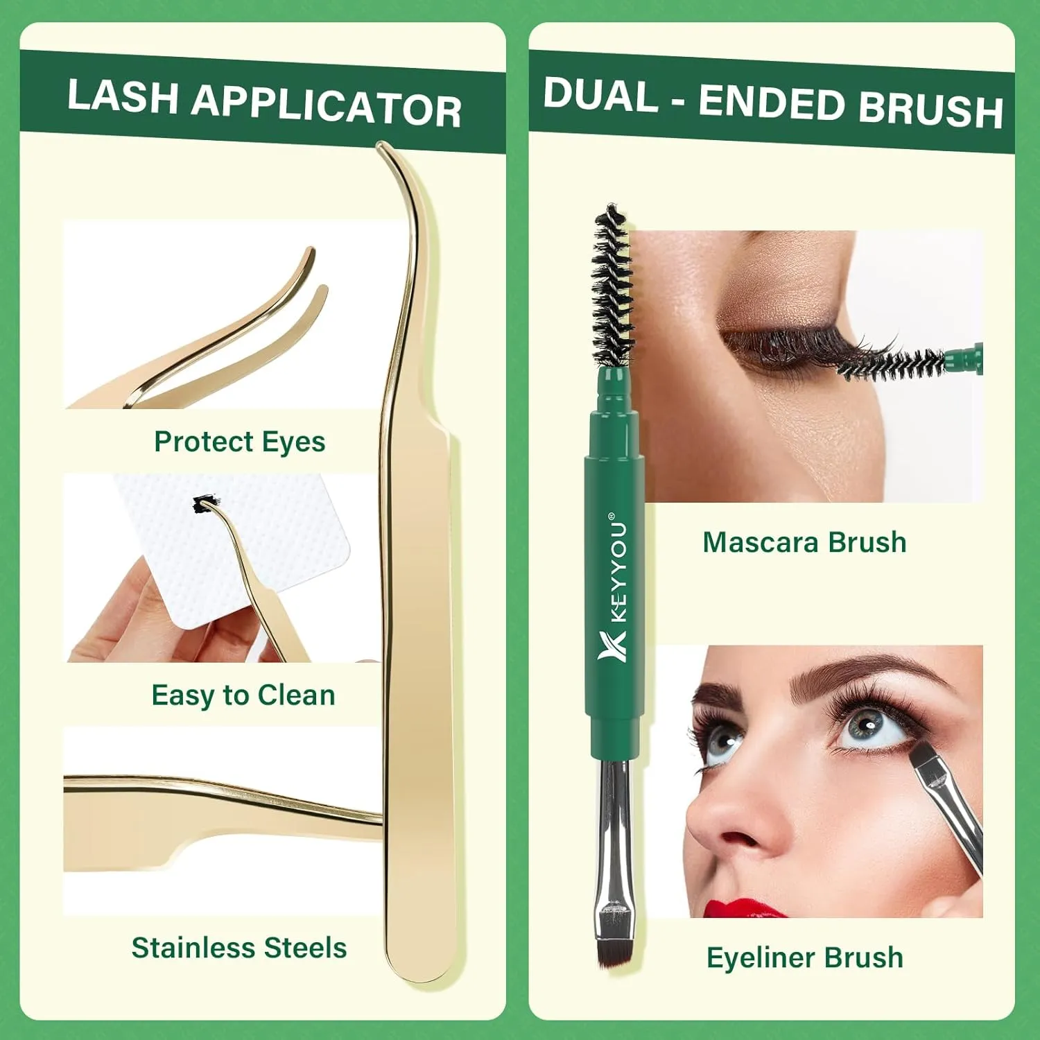 DIY Lash Extension Kit KEYYOU 144pcs Lash Clusters Eyelash Extension Kit with Mascara Brush Bond and Seal Lash Glue Remover Lash Applicators Lash Brush Clean Pad for DIY Lash Extensions (Y02 Kit)