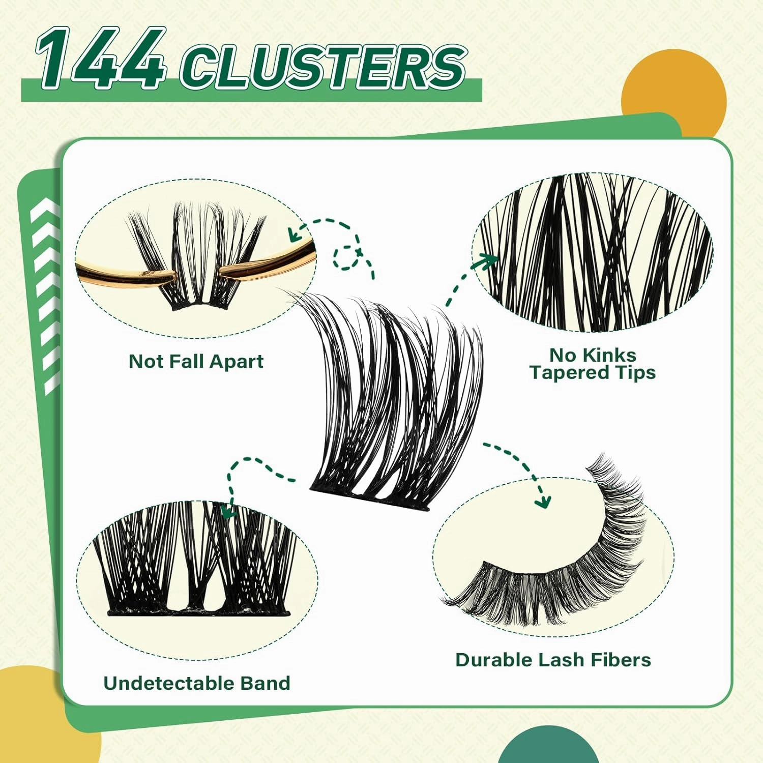 DIY Lash Extension Kit - 144pcs Clusters, Mascara Brush, Bond and Seal, Glue Remover, Applicators, Brush, Clean Pad (Y40 Kit)
