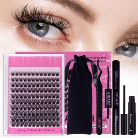 DIY Lash Extension Kit Faux Mink 120pcs Lash Clusters Eyelash Extension Kit with Mascara Brush Bond and Seal Lash Glue Remover for DIY Lash Extensions (10mm-16mm)