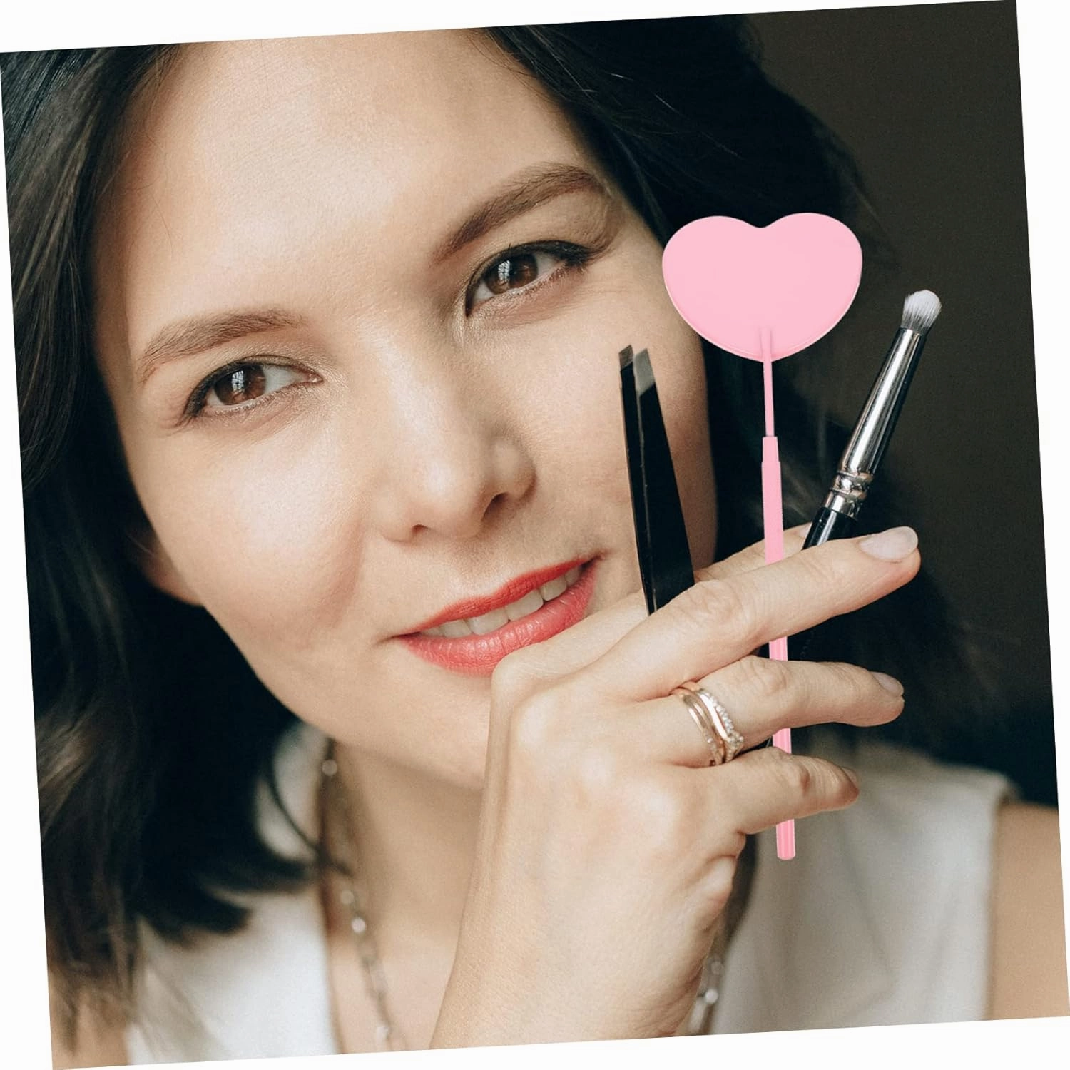 DOITOOL 5pcs Lash Extension Mirror Eyelash Mirror for Professionals Stainless Steel Construction Portable and Easy to Carry