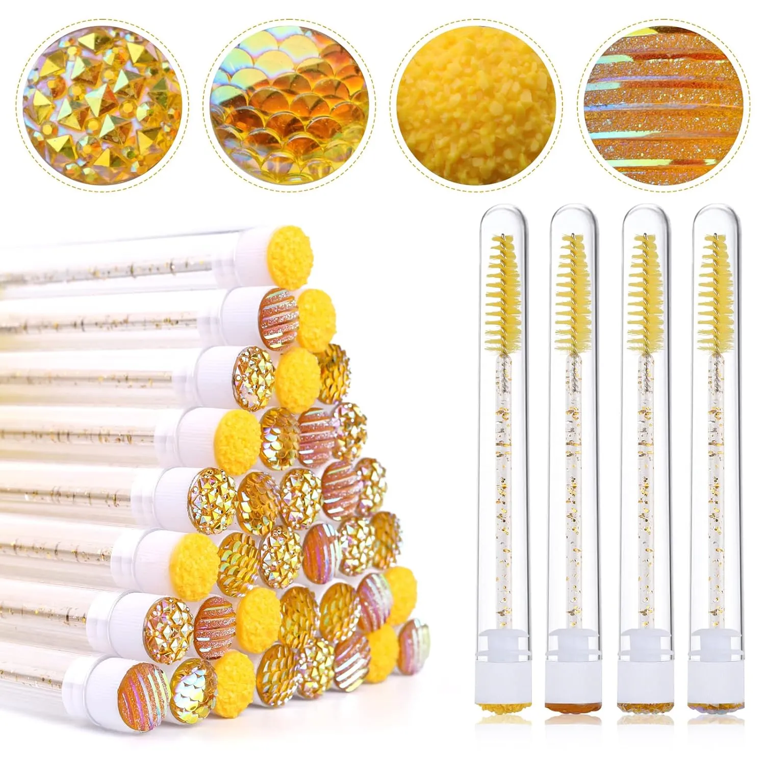 EBANKU 40-Piece Yellow Disposable Mascara Brush Set