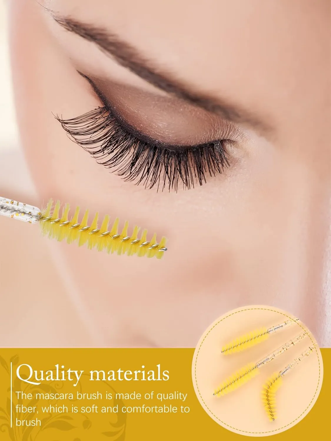 EBANKU 40-Piece Yellow Disposable Mascara Brush Set