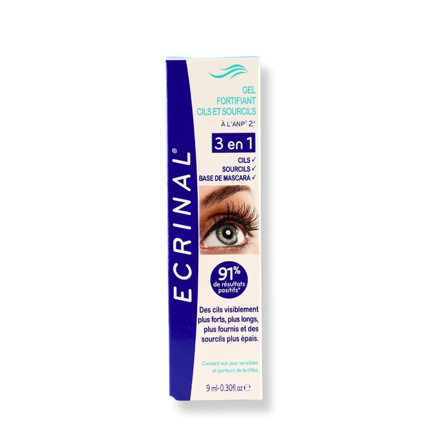 Ecrinal ANP2  Strengthening Lash Gel - 3 in 1 Eyelash and Eyebrow Serum for Fuller, Thicker, Stronger Lashes, Eye Brow Clear Gel, Mascara Base, Suitable for Sensitive Eyes & Contact Lens Wearers, 9ml