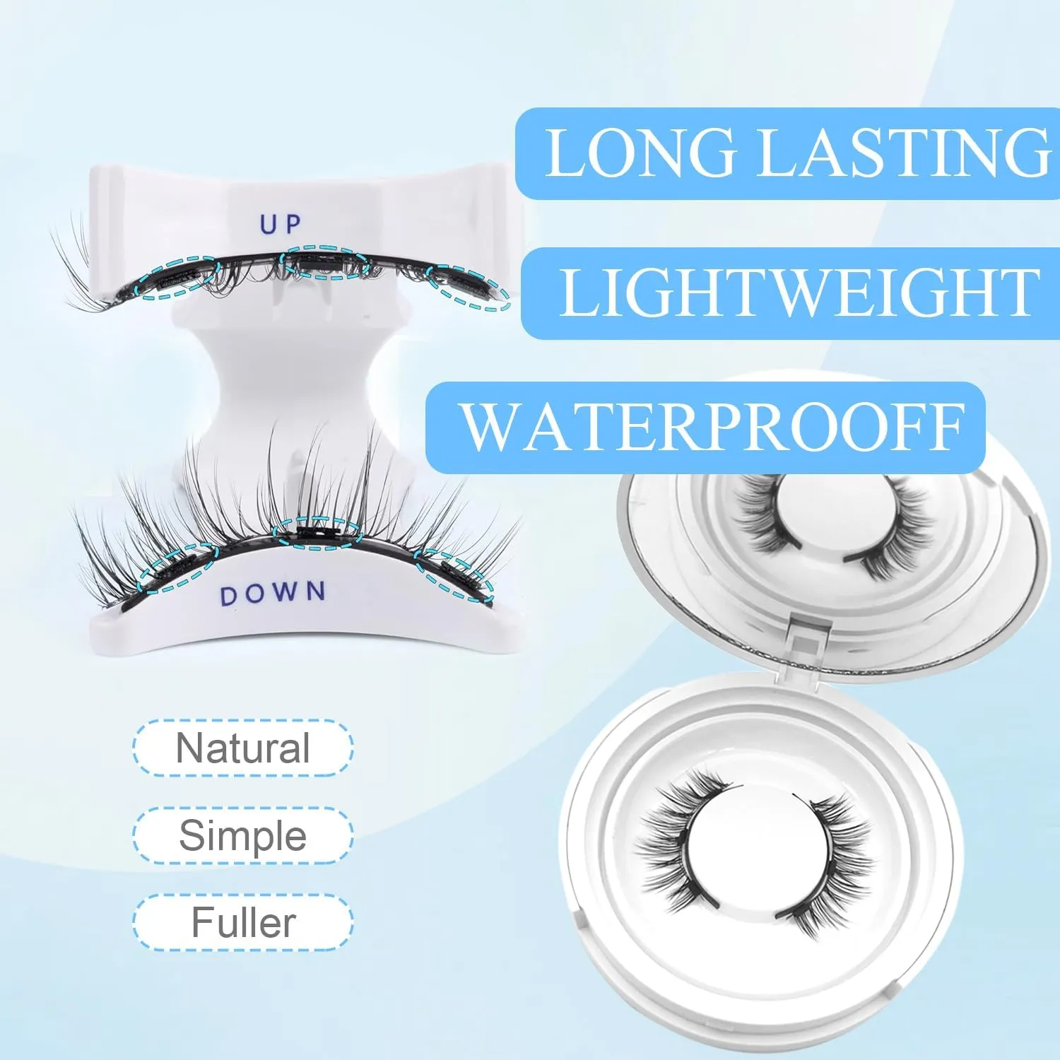 Elara Craft Magnetic Eyelashes with Applicator,Reusable Magnetic Eyelashes Natural Look,Easy to Wear and Remove Reusable Soft Lashes kit No Glue Needed(Simple)