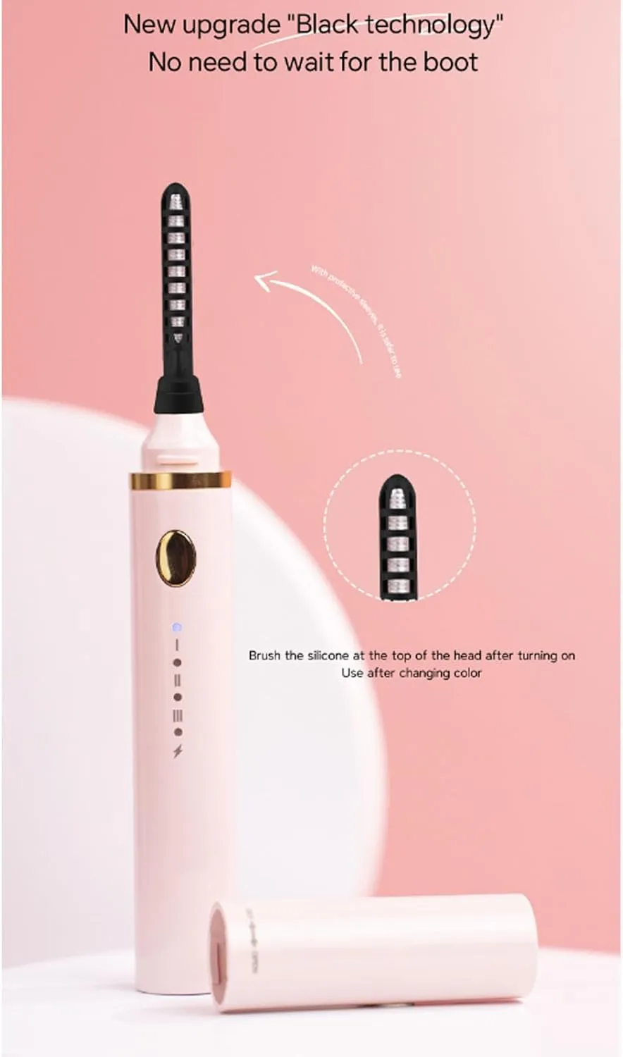 Electric Heated Eyelash Curler - Rechargeable Mini Eyelash Curler with Smart Temperature Controlled, Compact Heated Lash Curler for Quick Heating Curling (Pink)