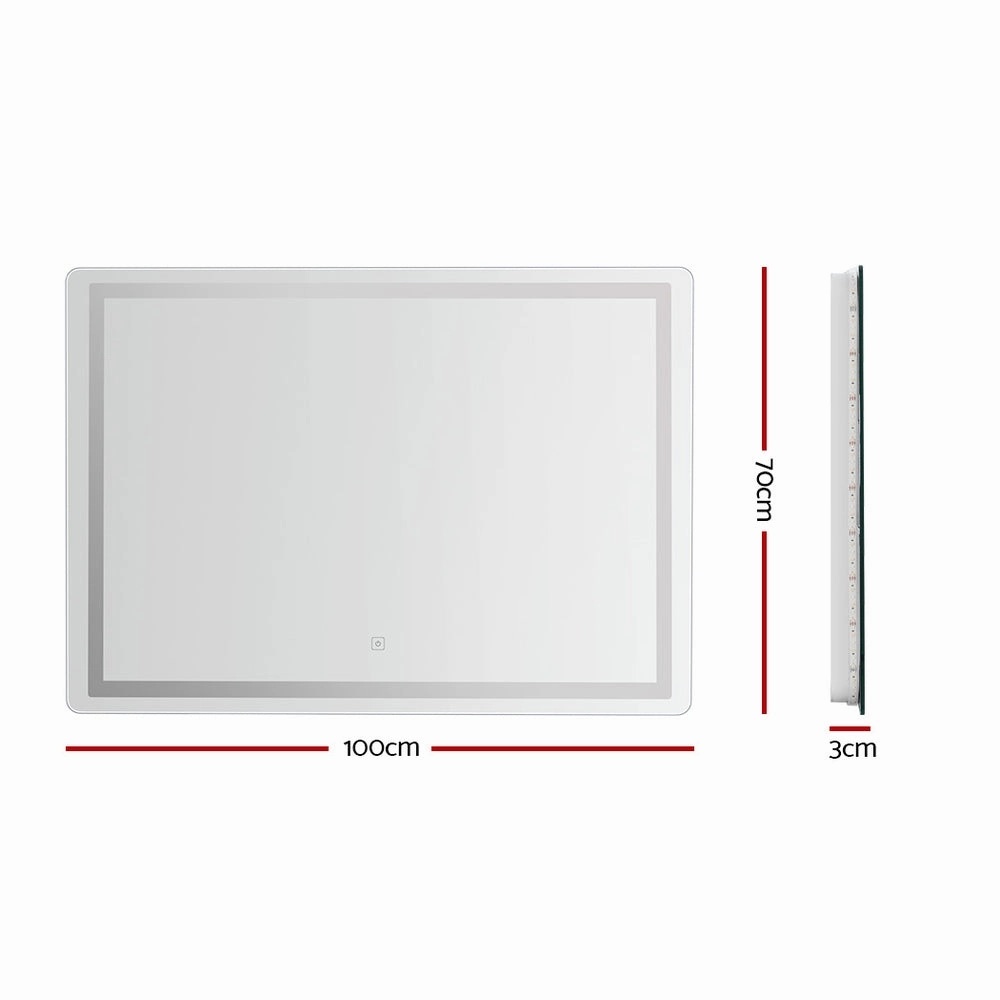 Embellir Wall Mirror 100X70CM with LED Light Bathroom Home Decor Round Rectangle