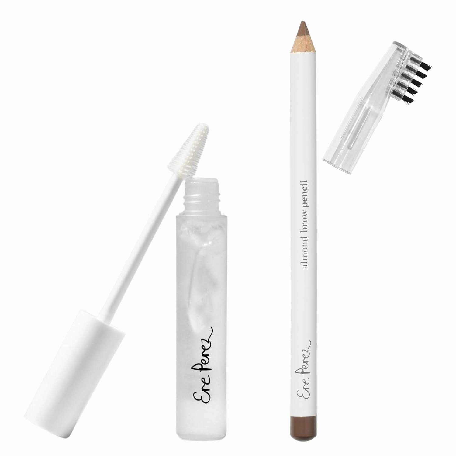 Ere Perez - Almond Eyebrow Pencil   Aloe Gel Lash Eyebrow Mascara BUNDLE | Sensitive Eye Safe, Vegan, Cruelty-Free Clean Beauty